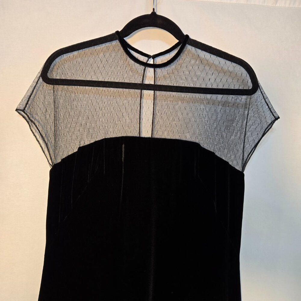 Vintage KATHLIN ARGIRO Black Velvet Sheer Top Dress Size 10 USA MADE New NO Tag! - Picture 3 of 16